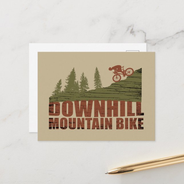 Cartes Pour Fêtes Annuelles VTT Downhill Vélos de Montagne (Devant/Arrière en situation)