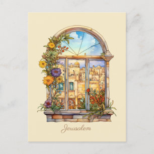 Cartes Pour Fêtes Annuelles Vue Fenêtre Jérusalem