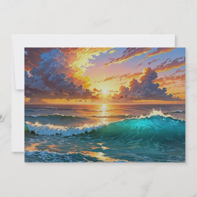Cartes Pour Fêtes Annuelles Vue imprenable Sunrise Sunrise Ocean Waves Beach V (Devant)
