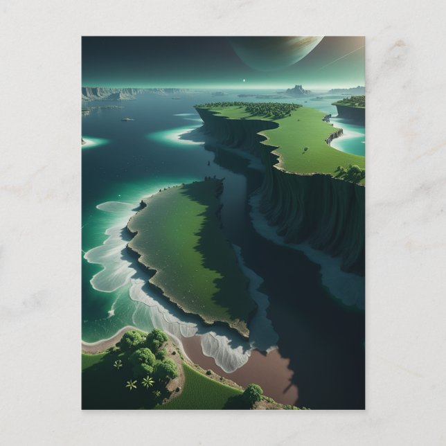 Cartes Pour Fêtes Annuelles Vue panoramique sur le royaume de Jupiter avec son (Devant)