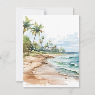 Cartes Pour Fêtes Annuelles Vue Plage En Aquarelles