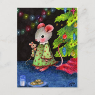 Cartes Pour Fêtes Annuelles Waiting for Santa Mouse - Cute Christmas Art