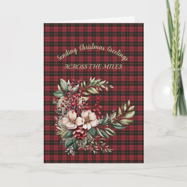Cartes Pour Fêtes Annuelles Wallace Red Scottish Tartan Holiday Card (Devant)