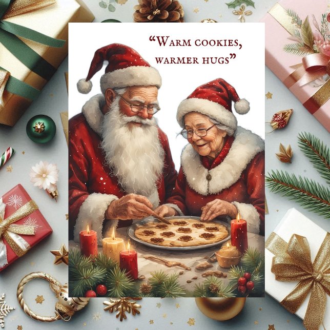 Cartes Pour Fêtes Annuelles Warm Cookies Warmer Hugs Mrs Santa's Baking Love (Warm Cookies Warmer Hugs Mrs Santa's Baking Love Holiday Card)