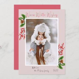 Cartes Pour Fêtes Annuelles Warm Winter Wishes Single Photo  Holiday Card