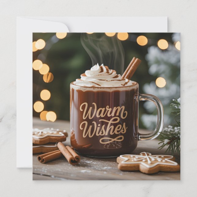 Cartes Pour Fêtes Annuelles Warm Wishes Holiday Mug: Cozy Hot Chocolate (Devant)