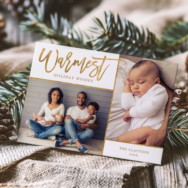 Cartes Pour Fêtes Annuelles Warmest Warmest Faux Gold Foil 2 Photo (Créateur téléchargé)