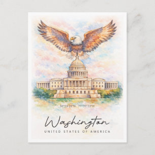 Cartes Pour Fêtes Annuelles Washington DC Capitol Hill Aquarelle   États-Unis