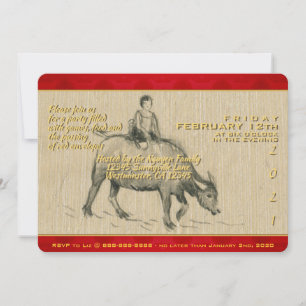 Cartes Pour Fêtes Annuelles Water Buffalo Enfant Chinois Ox personnalisé Année