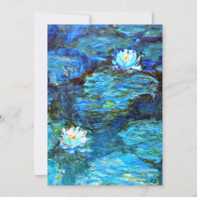 Cartes Pour Fêtes Annuelles Water Lilies (blue) by Claude Monet (Devant)