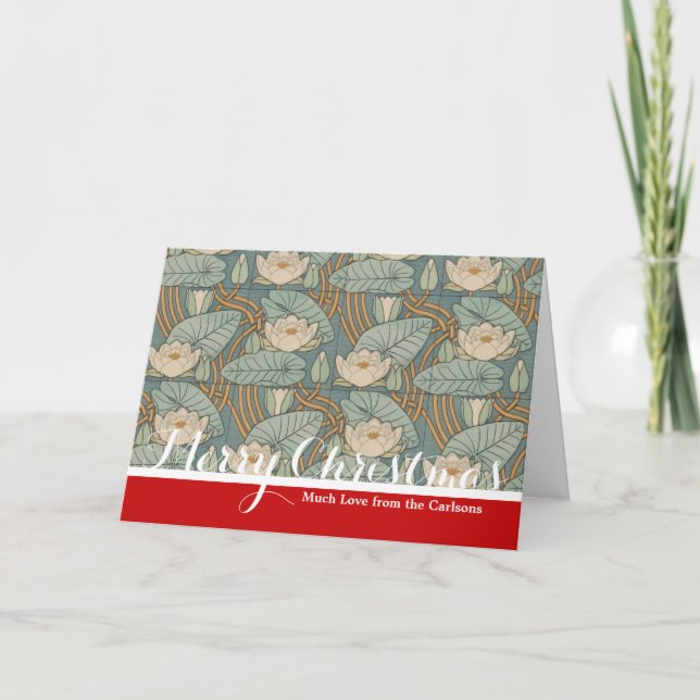 Cartes Pour Fêtes Annuelles Water Lys Lily Art Nouveau Nature (Devant)