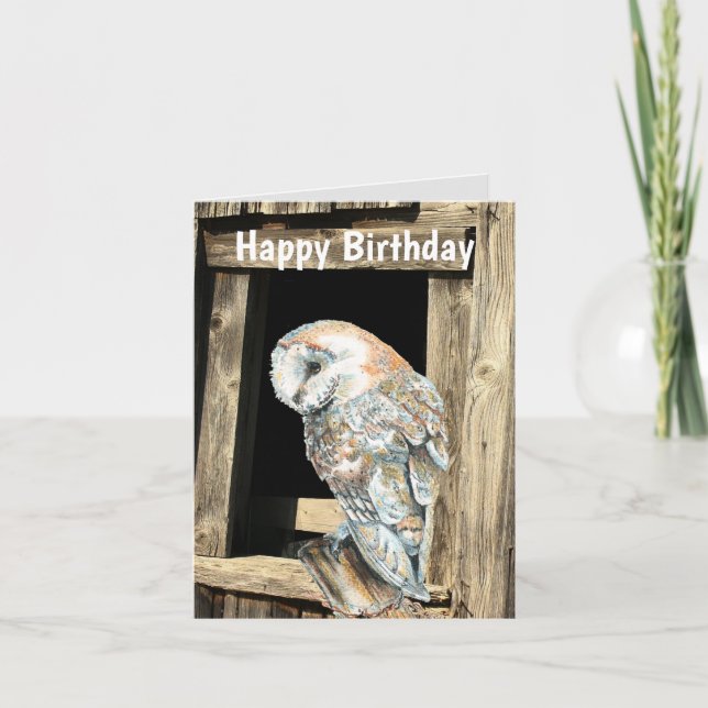 Cartes Pour Fêtes Annuelles Watercolor Barn Owl Bird (Devant)