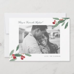 Cartes Pour Fêtes Annuelles Watercolor Berries Editable Holiday Photo