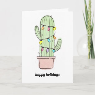 Cartes Pour Fêtes Annuelles Watercolor Cactus Christmas Card