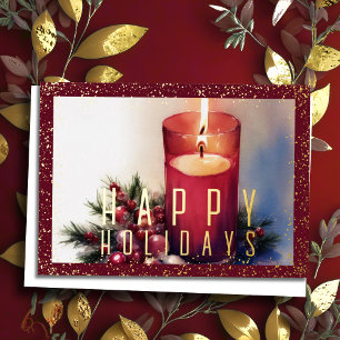 Cartes Pour Fêtes Annuelles Watercolor Chandelles de vacances Bourgogne