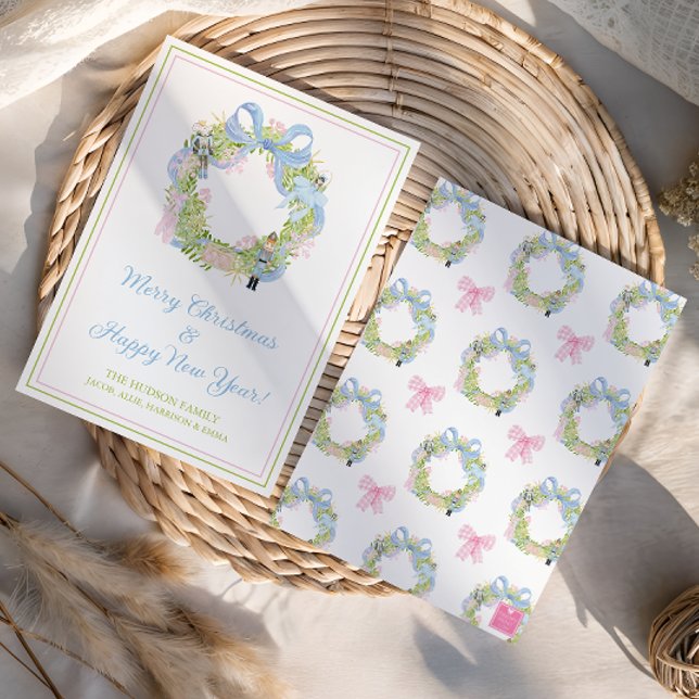 Cartes Pour Fêtes Annuelles Watercolor Christmas Nutcracker Wreath (Créateur téléchargé)