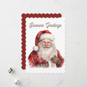 Cartes Pour Fêtes Annuelles Watercolor Christmas Père Noël ajouter un texte