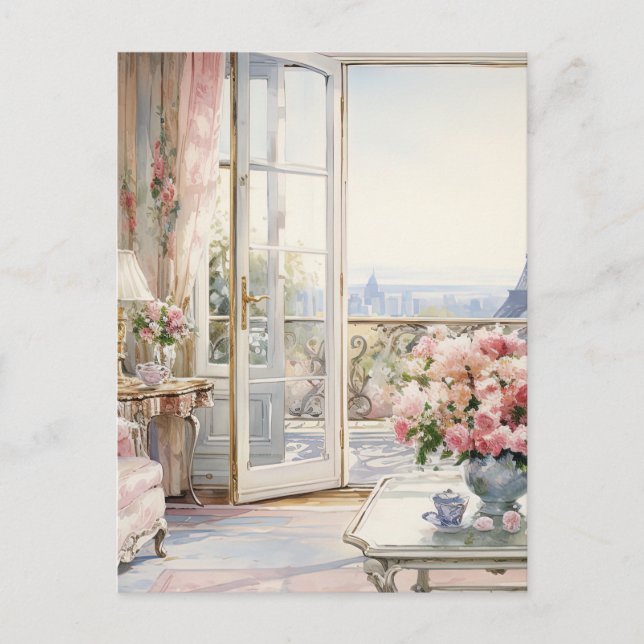 Cartes Pour Fêtes Annuelles Watercolor Country Living Room (Devant)