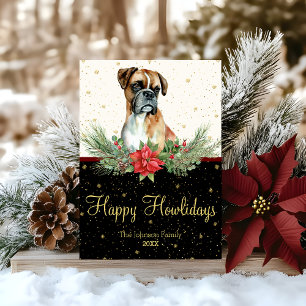 Cartes Pour Fêtes Annuelles Watercolor Cute Boxer Chien Joyeux Howlidays