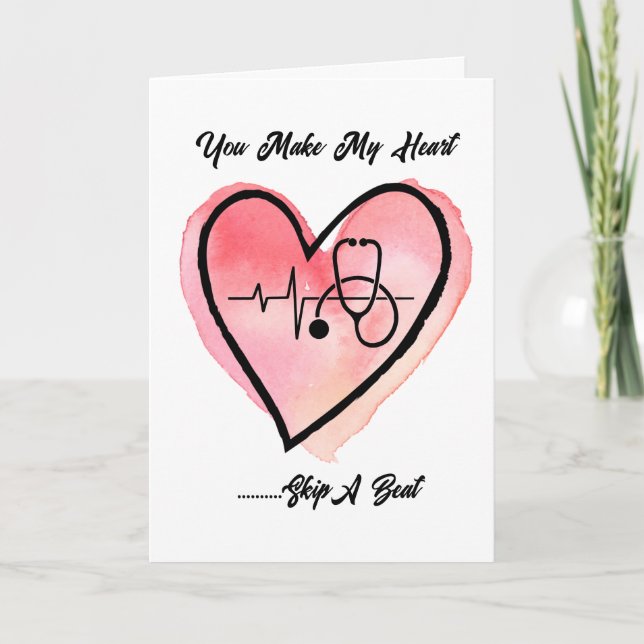 Cartes Pour Fêtes Annuelles Watercolor Heart Nurse Valentines Day (Devant)