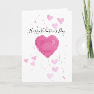 Cartes Pour Fêtes Annuelles Watercolor Heart Valentine's Day Greeting Card