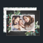 Cartes Pour Fêtes Annuelles Watercolor Hollies Chalkboard Photo de Noël<br><div class="desc">Envoyez vos voeux de Noël à vos proches cette saison avec cette carte postale de Noël horizontale rustique. Il présente des creux d'aquarelle, des accents faux feuille d'or, assortis motif de fête, arrière - plan faux tableau et typographie moderne. Les textes sont entièrement modifiables. Personnalisez cette carte photo de Noël...</div>