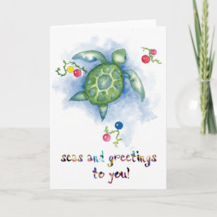 Cartes Pour Fêtes Annuelles Watercolor Honu Turtle Christmas Card