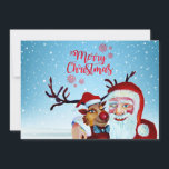 Cartes Pour Fêtes Annuelles Watercolor Magical Santa Claus Smiling Rudolph<br><div class="desc">Watercolor Magical Santa Claus Smiling Rudolph watercolor illustration artwork created by Nisuris Art.</div>
