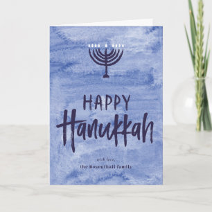 Cartes Pour Fêtes Annuelles Watercolor Menorah Folded