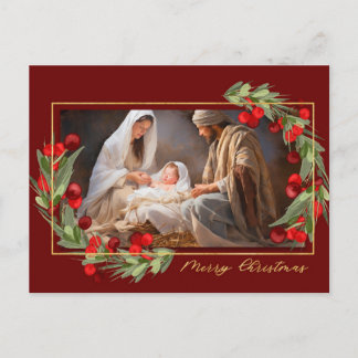 Cartes Pour Fêtes Annuelles Watercolor Nativité Scène gloire à Dieu