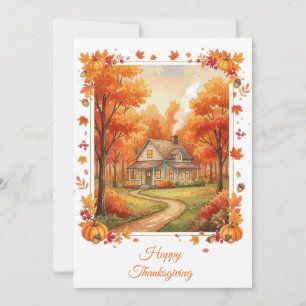 Cartes Pour Fêtes Annuelles Watercolor Pays Cabine Thanksgiving