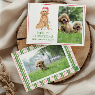 Cartes Pour Fêtes Annuelles Watercolor Photo Père Noël Chien de Noël