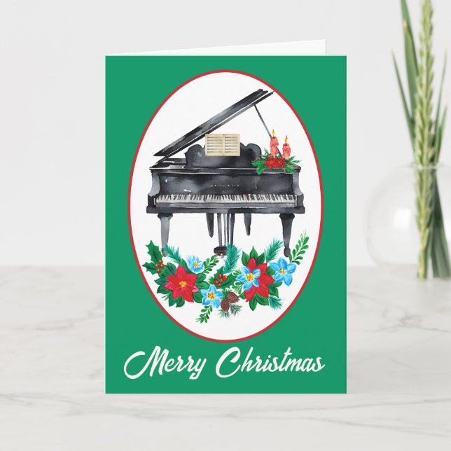 Cartes Pour Fêtes Annuelles Watercolor Piano Music Teacher Christmas  (Devant)