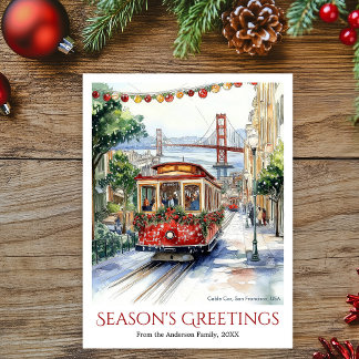 Cartes Pour Fêtes Annuelles Watercolor San Francisco Christmas Travel