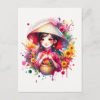 Watercolor Tet Girl