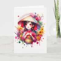 Watercolor Tet Girl