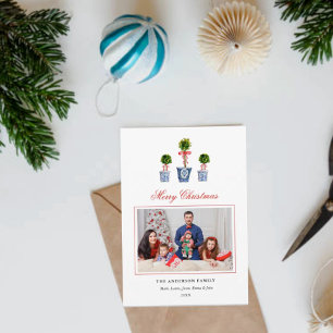 Cartes Pour Fêtes Annuelles Watercolor Topiaries holiday photo