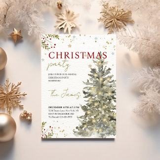 Cartes Pour Fêtes Annuelles Watercolor Tree and Golden Details Elegant 