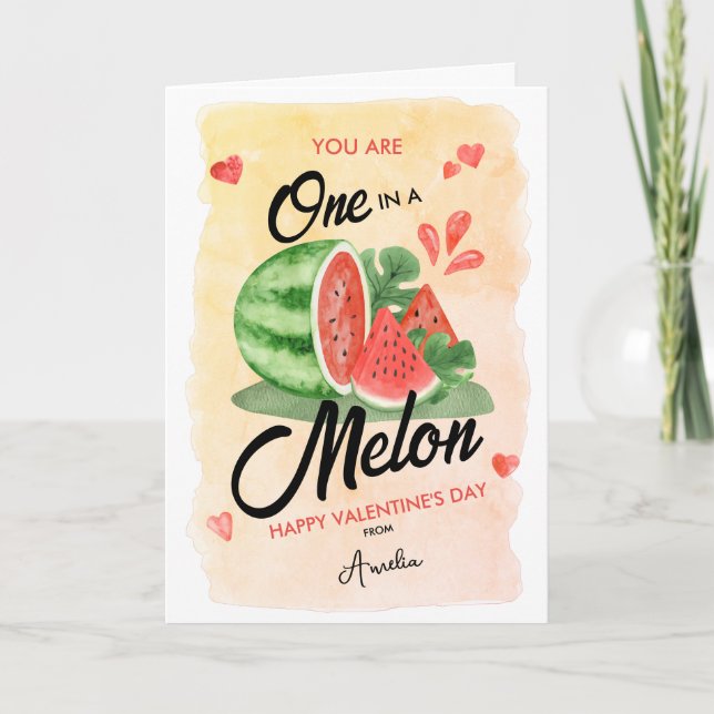 Cartes Pour Fêtes Annuelles Watercolor Watermelon Coeur Saint-Valentin (Devant)