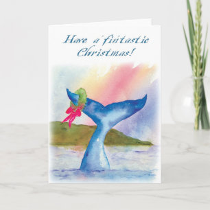 Cartes Pour Fêtes Annuelles Watercolor Whale Christmas Card