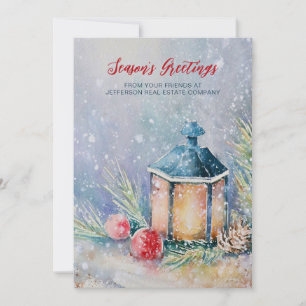 Cartes Pour Fêtes Annuelles Watercolor Winter Scene Jours fériés Entreprise Af