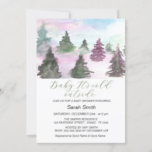 Cartes Pour Fêtes Annuelles Watercolor Winter Tree Forest Baby shower
