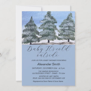 Cartes Pour Fêtes Annuelles Watercolor Winter Tree Forest Boy Baby shower
