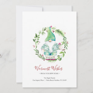 Cartes Pour Fêtes Annuelles Watercolor Wreath et Gnome Holiday Nouvelle adress