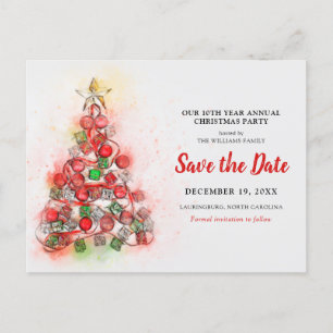 Cartes Pour Fêtes Annuelles Watercolor xmas Tree Holiday Party Enregistrer la 