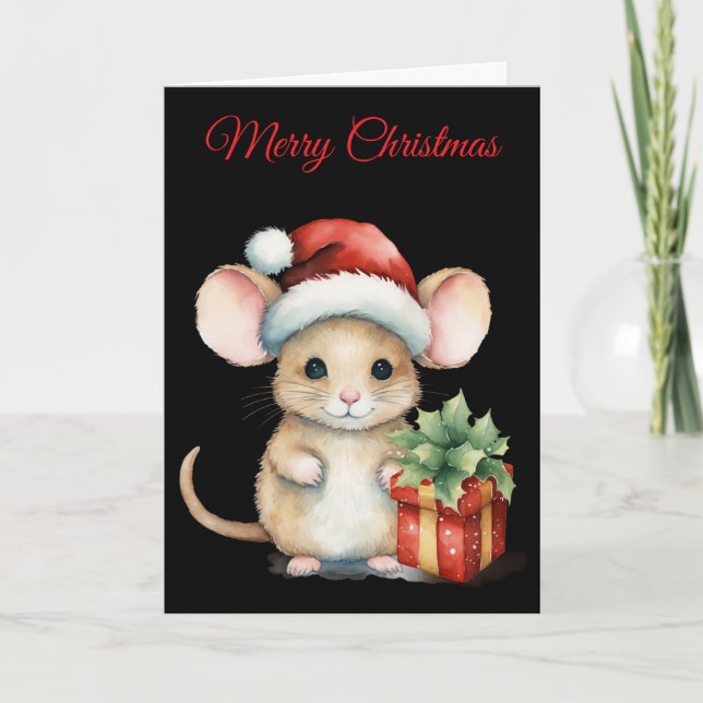 Cartes Pour Fêtes Annuelles Watercolour Christmas Mouse (Devant)