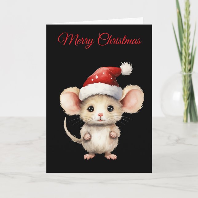 Cartes Pour Fêtes Annuelles Watercolour Christmas Mouse (Devant)