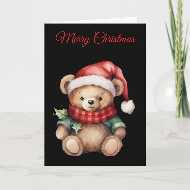Cartes Pour Fêtes Annuelles Watercolour Christmas Teddy Bear (Devant)