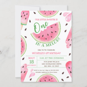 Cartes Pour Fêtes Annuelles Watermelon One In A Melon 1er Anniversaire Invitat
