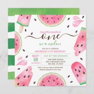 Cartes Pour Fêtes Annuelles Watermelon One In A Melon 1er Anniversaire Invitat
